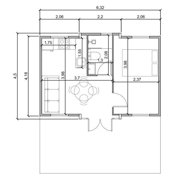 Casa Prefabricada Santorini opción 1
