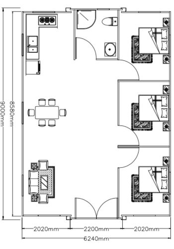 Plano opción 2 Casa Prefabricada Valencia